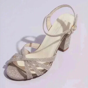 Benjamin Walk TOUCH UPS Maeve Glittery Block Heel Sandals Champagne Size 12
